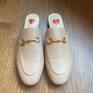 Arqa Leather Nude Tan Horsebit Mules Slides Gucci Princetown Style